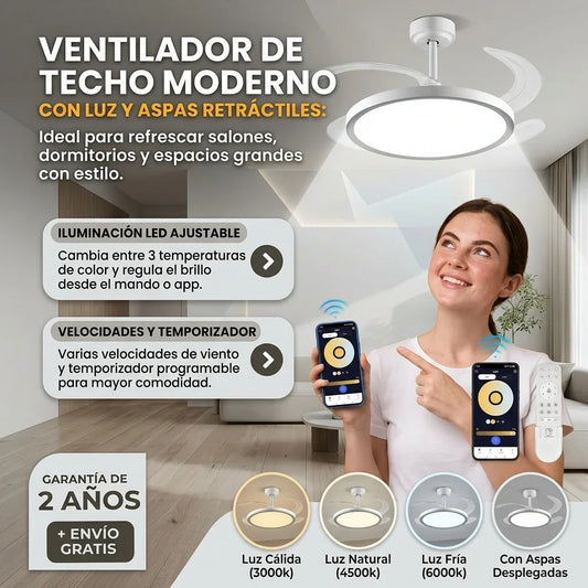 VENTILADOR DE TECHO LED + 2LRegalos Misteriosos