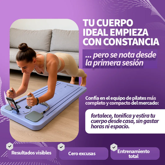 PILATES GO: Tabla de pilates + Guía de pilates + Recetario saludable