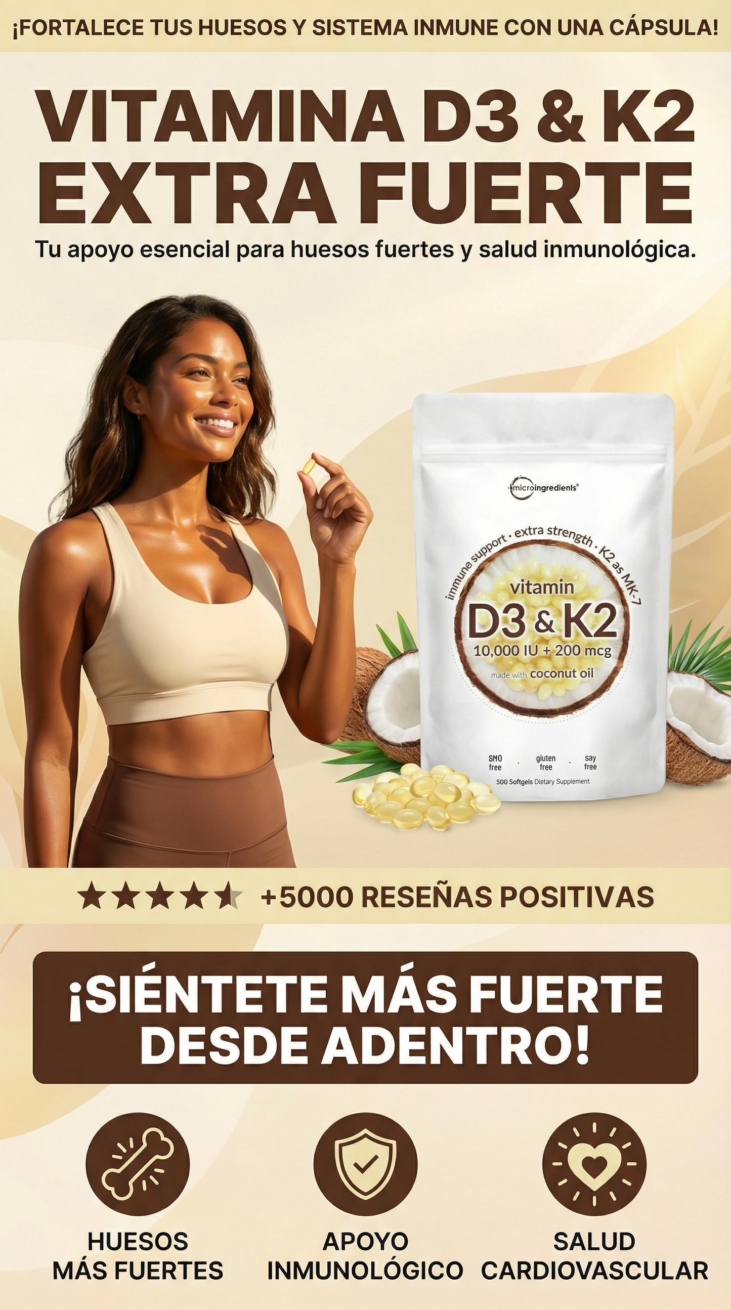 VITAMINA D3 + 200mcg DE VITAMINA K2